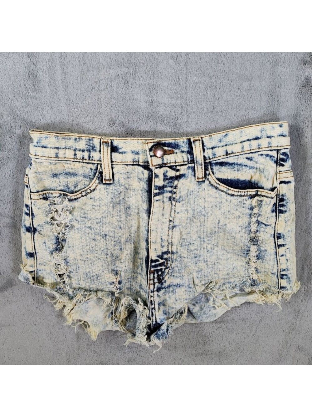 Vibrant M.I.U  Made in USA Distressed Acid Wash DIY Cut Off Denim Shorts -Size 6
